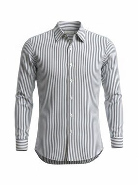 Geoffrey Beene White Shirt with Navy Stripes